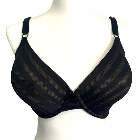 MAIDENFORM |‎ 38DD Black Nude Stripe Expressions Demi Bra Underwire Style 05701 - Picture 1 of 6